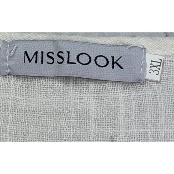 Misslook Womens White Peasant Tunic Top 3XL Tassels Semi Sheer Retro Romantic - Picture 5 of 7